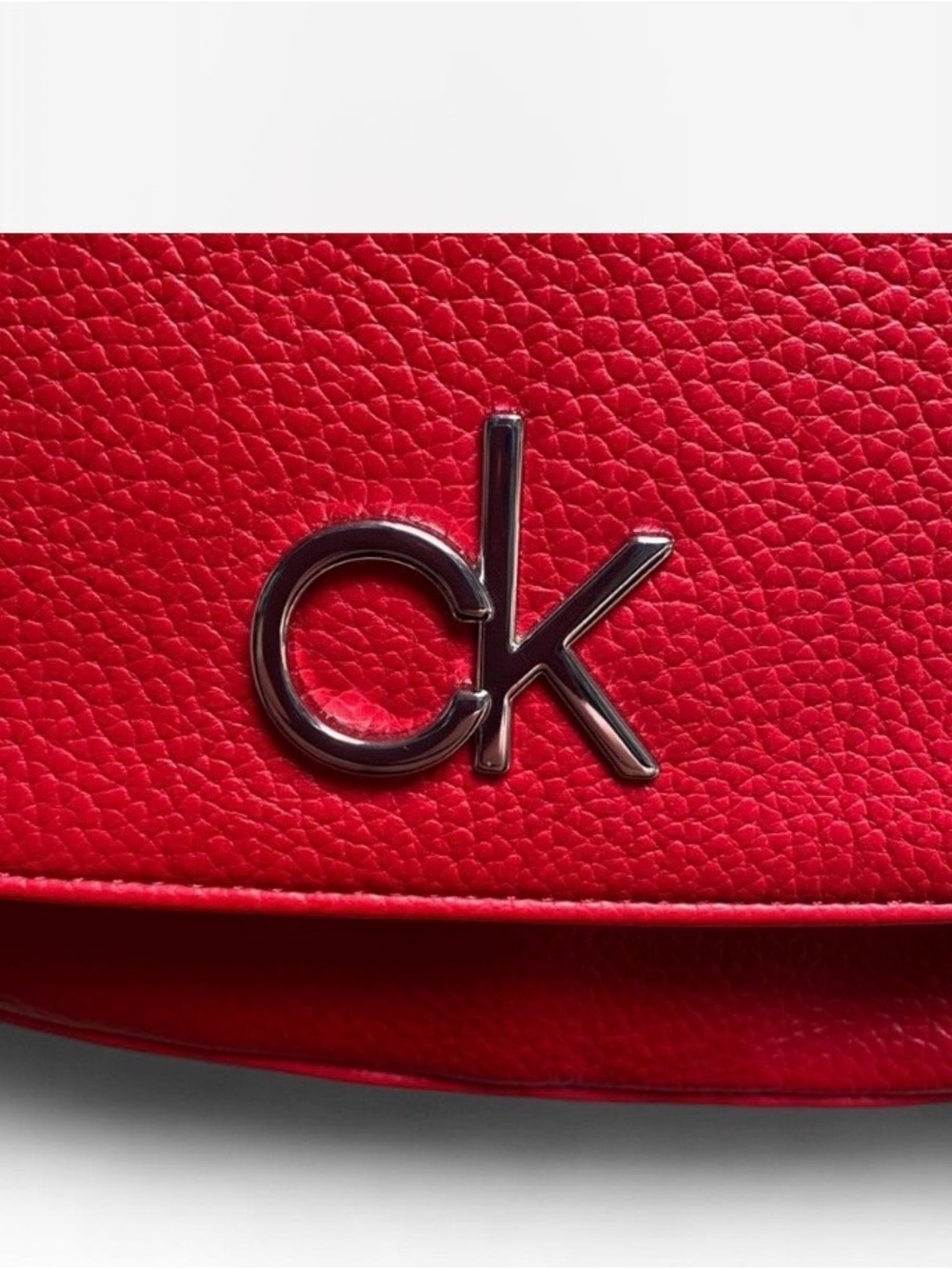 Calvin Klein Red Leather Crossbody with CK Emblem - Picture 3 of 8